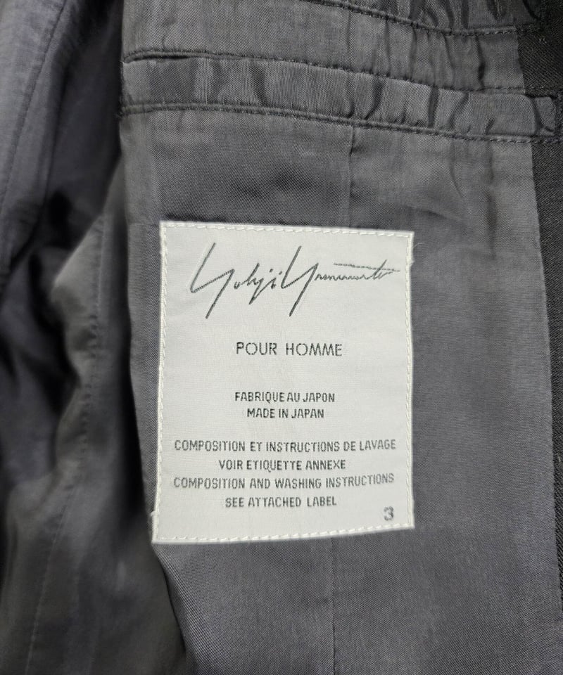 2015ss yohji yamamoto pour homme 黒 ヨウジロゴ入りフロッキー