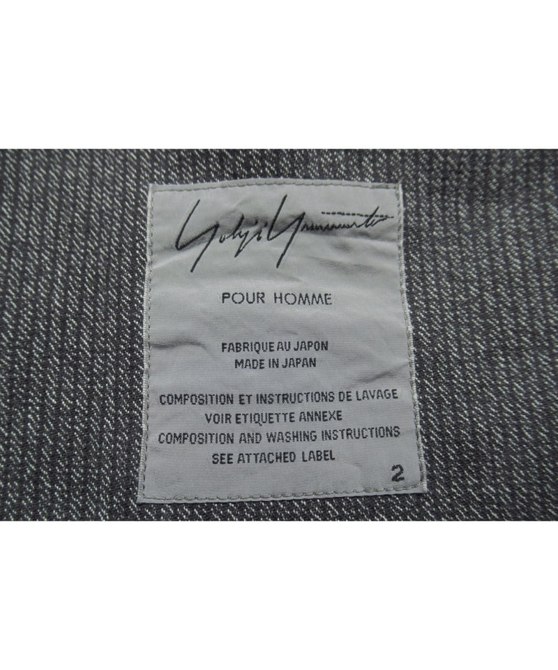 10ss yohji yamamoto pour homme グレー ストライプ ボタンデザイ 10ss yohji yamamoto pour homme グレー ストライプ ボタンデザイ