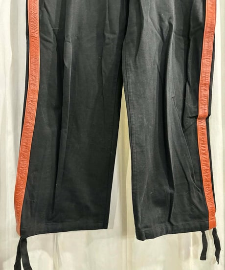Y's for men 赤タグ yohji yamamoto レザー装飾 パンツ（MX-P56-850）