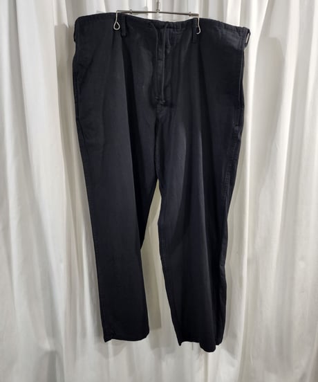 14aw yohji yamamoto pour homme 黒 綿 ウエストひもパンツ (HF-P02-001)