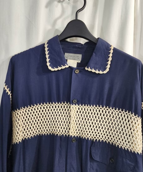 1991ss yohji yamamoto pour homme vintage アミセス紺 ブラウス yy-アミセス-3