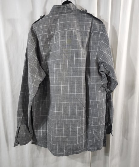 yohji yamamoto pour homme グレーチェックチャイナ風デザインブラウス (HB-B21-928)