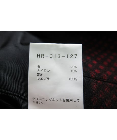 2020aw yohji yamamoto pour homme チェックデザイン 赤 ロングコート （HR-C13-127）