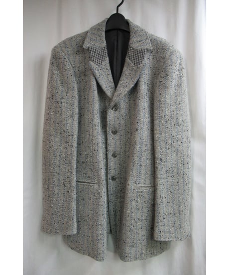 01aw yohji yamamoto pour homme ギャングスター 襟デザインツイードジャケット HV-J41-131
