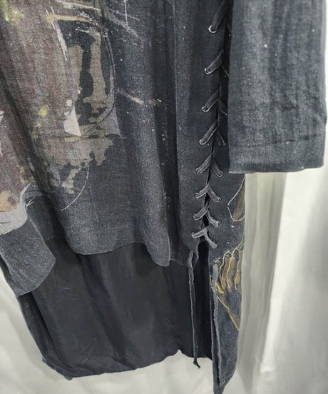 2020ss yohji yamamoto pour homme 麻 デザインロングブラウス(HN-B28-801)