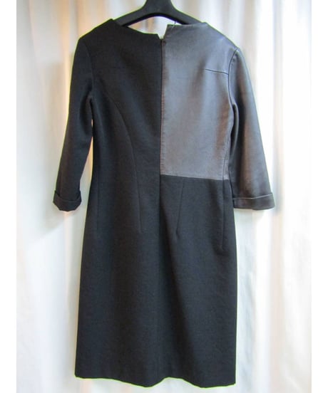 02aw yohji yamamoto femme レザー切り替タイトワンピース FM-D22-817