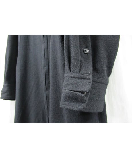19aw yohji yamamoto pour homme フライフロントデザイン ウール ロングブラウス（HC-B23-106）
