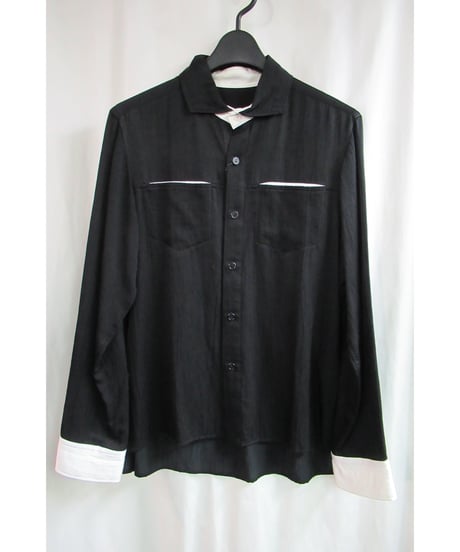 【雰囲気抜群❗️】Y's YOHJI YAMAMOTO 黒 製品染め タンクトップ 40/-HIGH TWISTED SINGLE JERSEY COMBI RANDOM EMBROIDERY