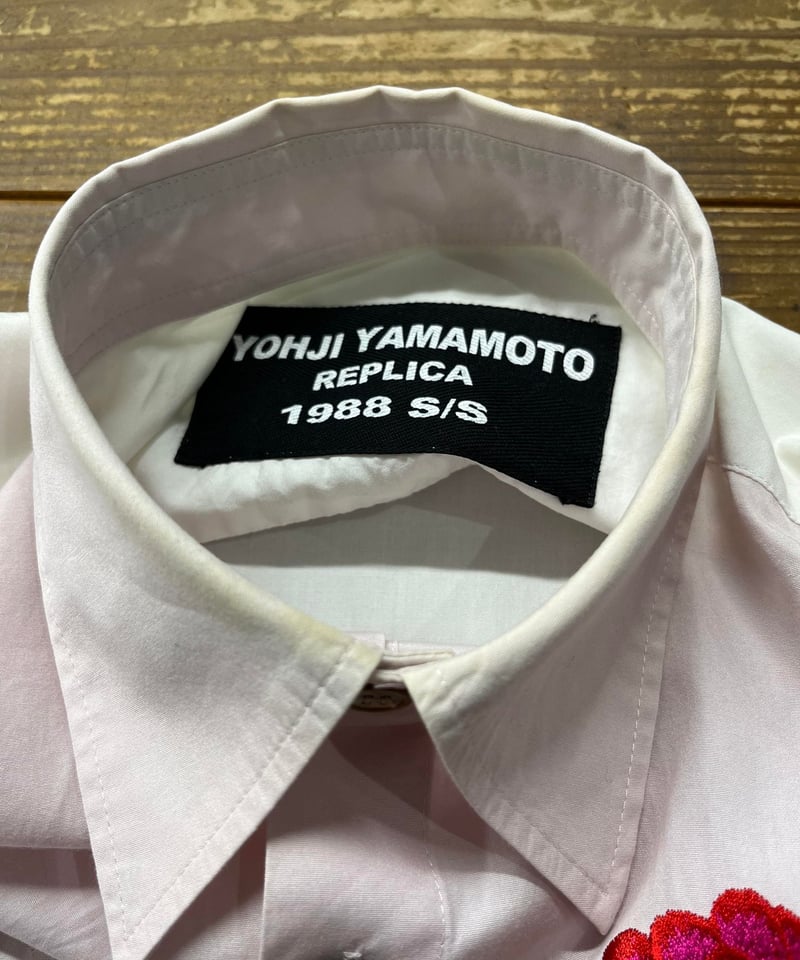 1988SS レプリカ yohji yamamoto pour homme 花刺繡シャツ(HD 1988SS レプリカ yohji yamamoto pour homme 花刺繡シャツ(HD