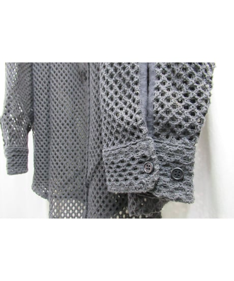 94ss yohji yamamoto pour homme vintage グレー メッシュデザインブラウス（HT-B27-053）
