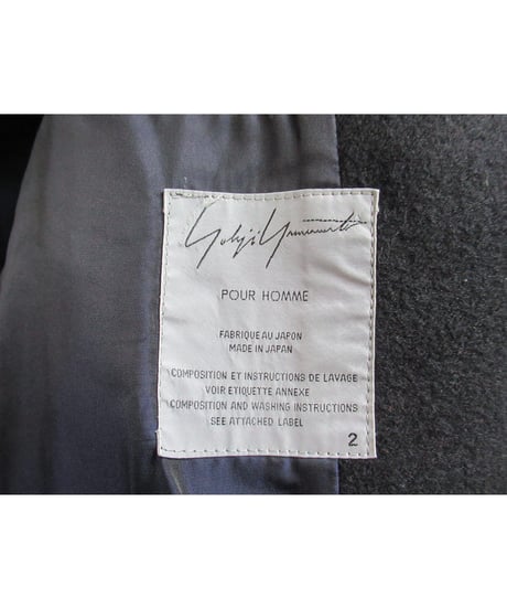 10aw yohji yamamoto pour homme 切りっぱなしデザインコート HC-C05-107