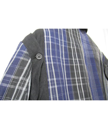 21ss yohji yamamoto pour homme 麻 チェック アシトメリーデザインセットアップ（HD-J45-831/HD-P63-831）