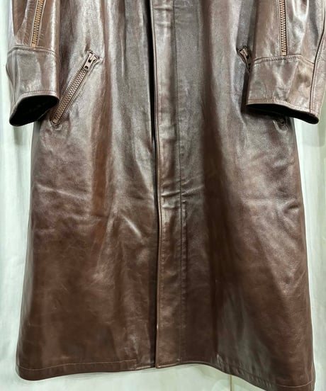 1991AW 6.1THE MEN yohji yamamoto pour homme ジッパー付きレザーロングコート（H-C-252xxx）