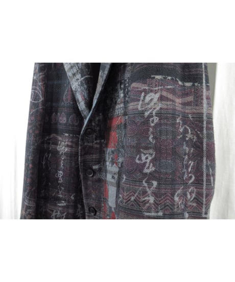 20aw yohji yamamoto pour homme コットン 総柄デザインジャケット（HR-J52-052）