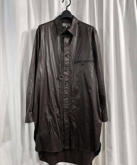 2022AW yohji yamamoto pour homme サテンカレンダーピンタックブラウス（HE-B40-036）