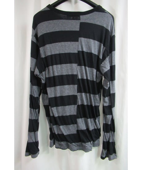 08ss yohji yamamoto pour homme ボーダー切り替えデザインカットソー HM-T35-085