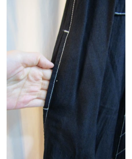 93aw yohji yamamoto femme vintage 製品染 ステッチデザインロングワンピース FP-D15-198