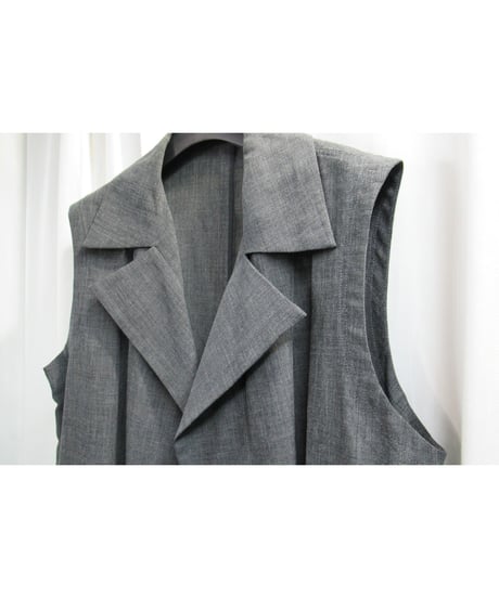 03ss yohji yamamoto femme ノースリーブ ボタンレスデザインジャケット グレー（FQ-J35-118-G）