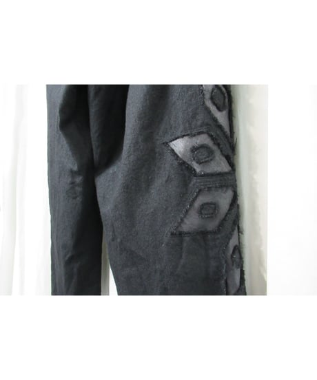 03aw yohji yamamoto pour homme レザー切替えデザインパンツ（HU-P59-169）