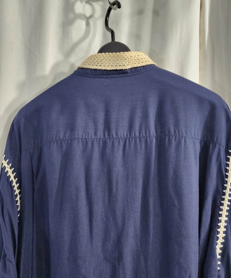 1991ss yohji yamamoto pour homme vintage アミセス紺  ブラウス   yy-アミセス-2