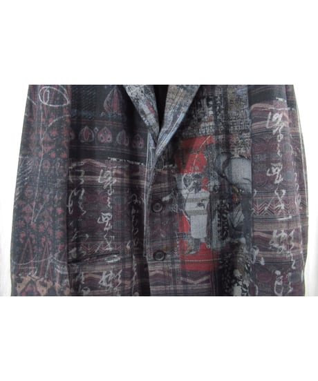 20aw yohji yamamoto pour homme コットン 総柄デザインジャケット（HR-J52-052）