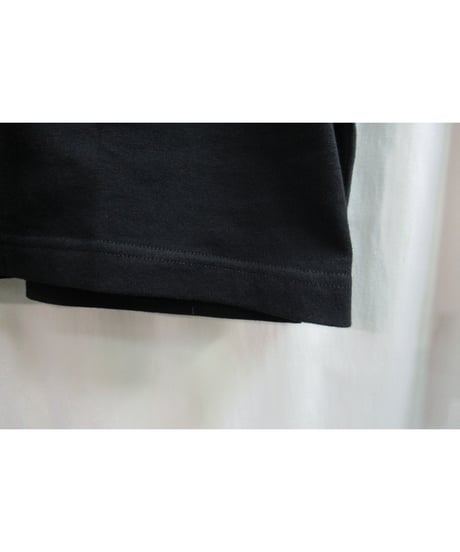 camphor tree 黒  袖リブデザインカットソー S size
