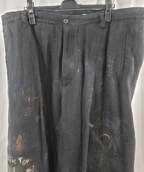 2020ss yohji yamamoto pour homme 麻 プリントパンツ(HN-P38-803)