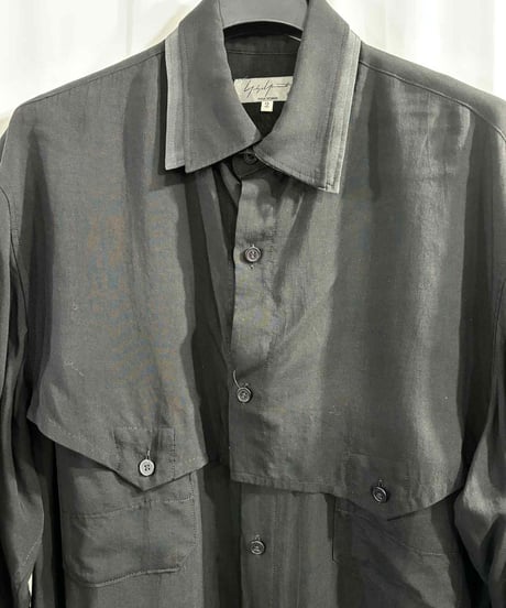 美品 2018SS yohji yamamoto pour homme 二重襟長袖シャツ（HW-B27-203）