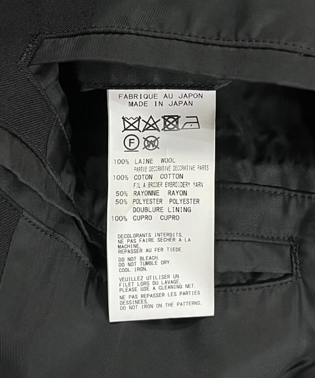 2020SS yohji yamamoto pour homme ノーカラー刺繡ジャケット（HN-J98-102）