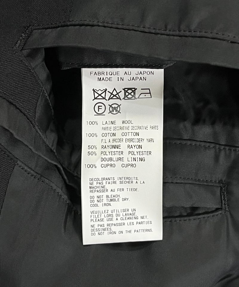 2020SS yohji yamamoto pour homme ノーカラー刺繡ジャケット（H