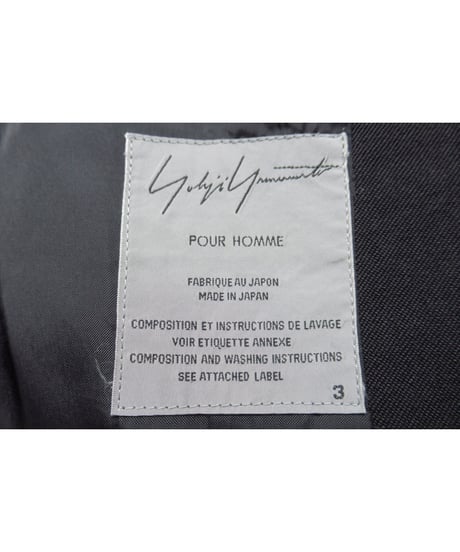 07aw yohji yamamoto pour homme 襟ニット切り替え 燕尾デザインロングジャケット（HX-J24-102）