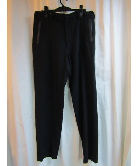 レア SAMPLE 08aw yohji yamamoto pour homme レザー切替テーパードパンツ HE-P02-105