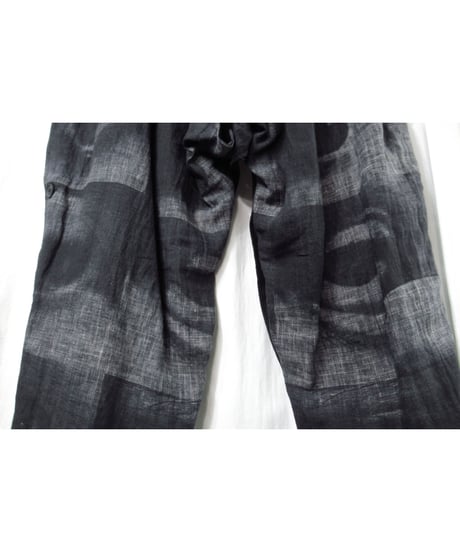未使用 21ss yohji yamamoto pour homme 麻 プリントデザインパンツ（HD-P42-802）