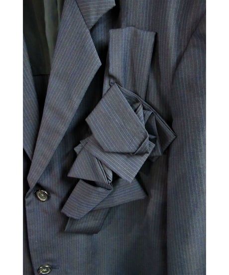 1987AW  yohji yamamoto pour homme vintage 紺 コサージュストライプセットアップ