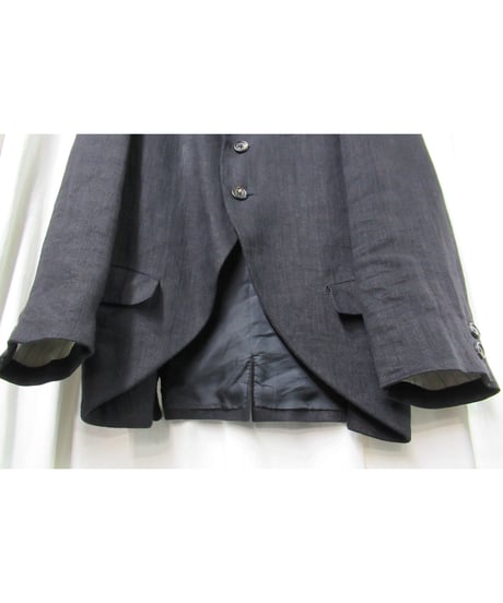 80’s yohji yamamoto pour homme vintage 燕尾 ショールカラーデザイン 麻 ジャケット（HJ-21）