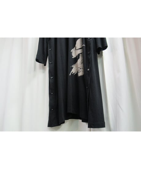 18aw yohji yamamoto POUR HOMME プリントデザイン 長袖ロングカットソー （HV-T10-072）