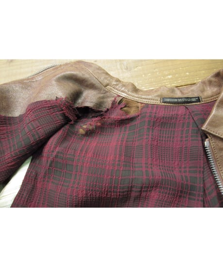 レア 95aw yohji yamamoto femme vintage バック 裏地デザイン レザージャケット（FE-J32-709）