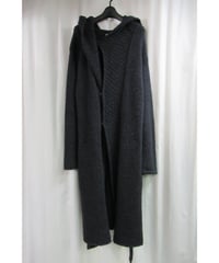12aw yohji yamamoto pour homme グレースナップ釦フード ベルト付きロングニット