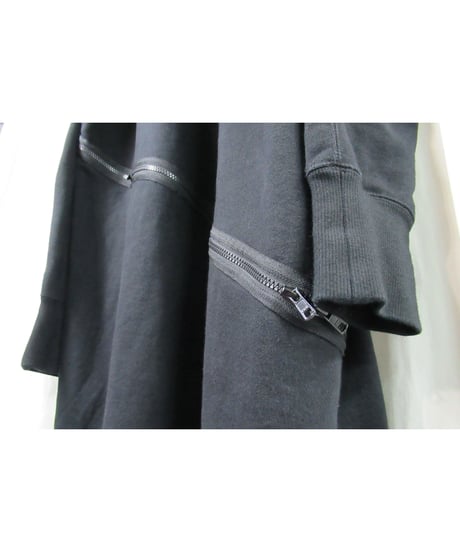 SAMPLE B yohji yamamoto +noir ファスナー スリーブデザイン フーテッドロングカットソー（NV-T65-077）