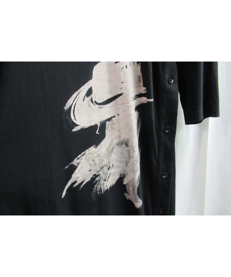 18aw yohji yamamoto POUR HOMME プリントデザイン 長袖ロングカッ...