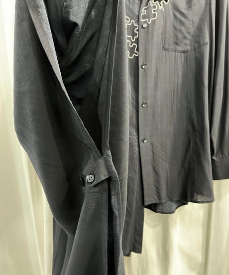 2019AW GroundY yohji yamamoto ワンピースプリントマントブラウス（GC-B21-202）