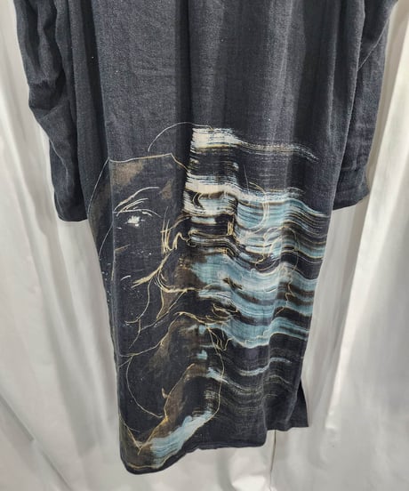 2020ss yohji yamamoto pour homme 麻 デザインロングブラウス(HN-B28-801)