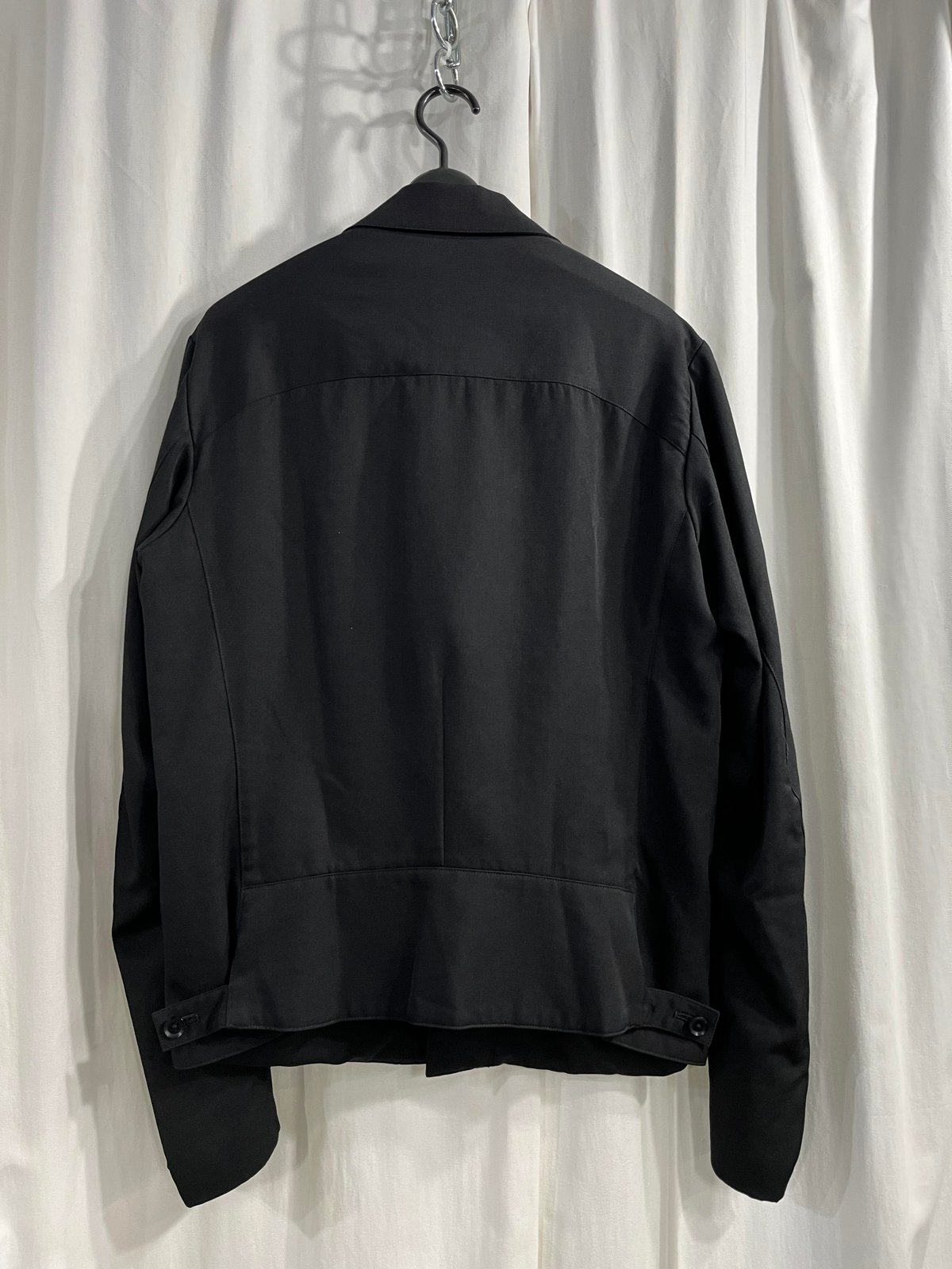 美品☆Y'sヨウジヤマモト☆パテッドタイプライターポリエステルブルゾン☆黒☆Ｓ 80 MODAL LOAN BACK PANELED SLIT BLOUSE(S Black): Vintage 1.2