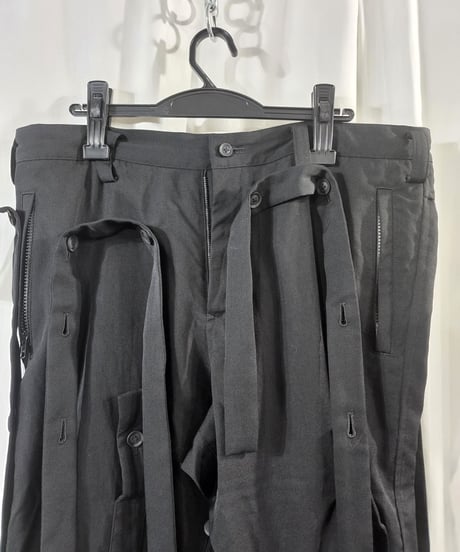 2020ss yohji yamamoto pour homme 黒 デザインパンツ  (HN-P54-100)