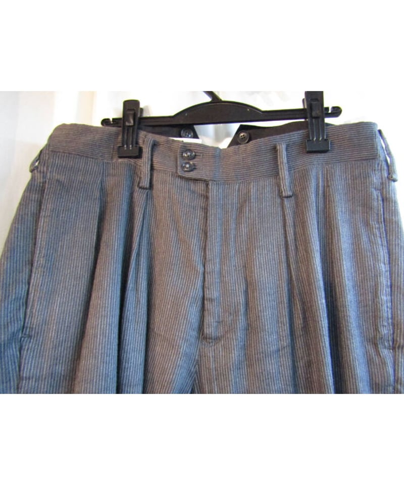 11ss yohji yamamoto pour homme グレー ストライプデザインパンツ 