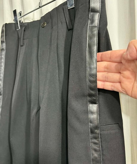 1996AW yohji yamamoto pour homme vintage 脇レザーテープワイドパンツ（HG-P29-806）