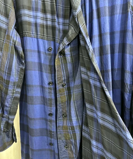 Y's yohji yamamoto チェック柄ドレープロングブラウス（YX-B17-800）