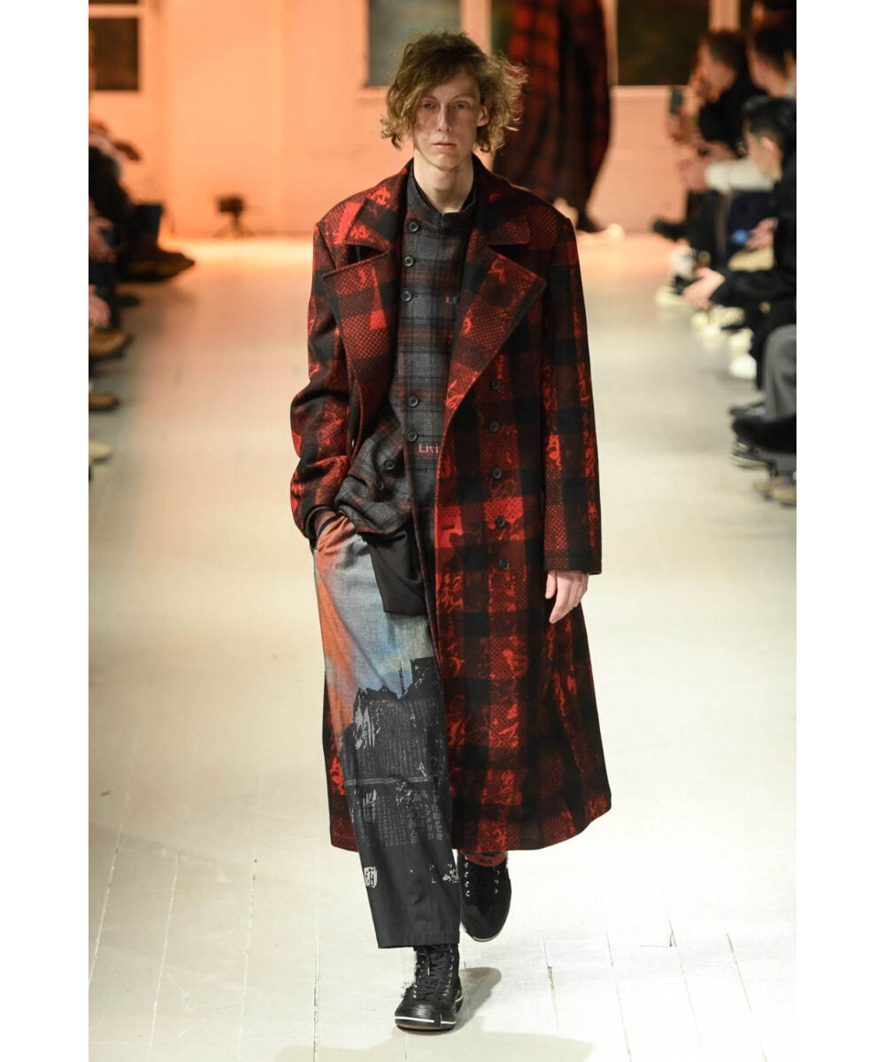 2020aw yohji yamamoto pour homme チェックデザイン 赤 ロング 2020aw yohji yamamoto pour homme チェックデザイン 赤 ロング