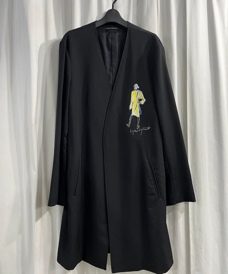 2021AW yohji yamamoto pour homme 女優刺繡 ノーカラーロングジャケット（HX-J51-130）