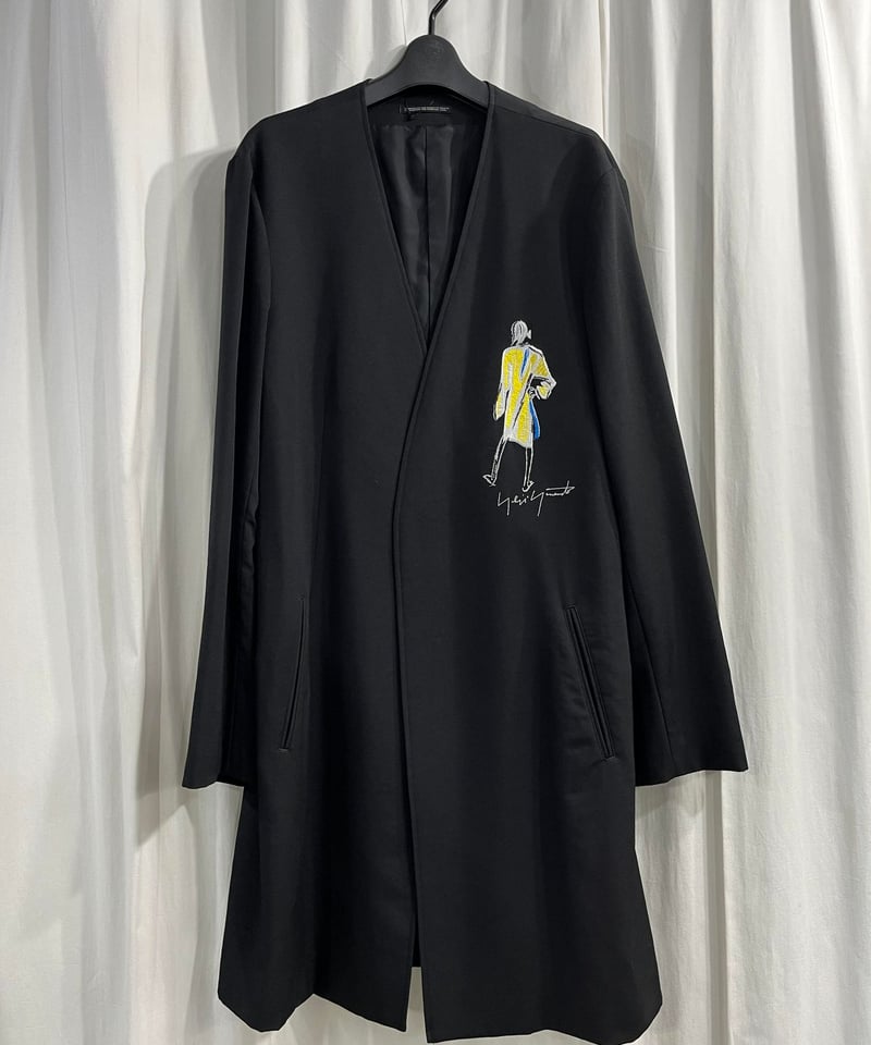 2021AW yohji yamamoto pour homme 女優刺繡 ノーカラーロングジ 2021AW yohji yamamoto pour homme 女優刺繡 ノーカラーロングジ